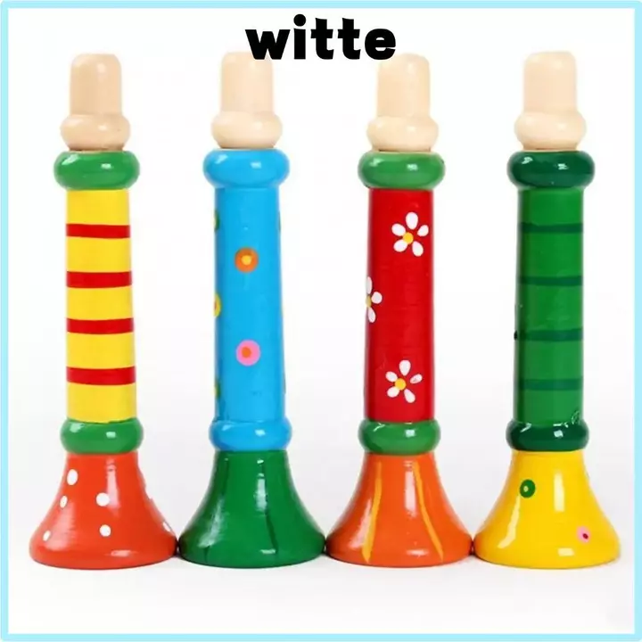 Sừng đồ chơi trẻ em WITTE, Đồ chơi Montessori giáo dục sớm cho trẻ em Đồ chơi kèn bằng gỗ, Trò chơi tập luyện âm thanh hoạt hình di động Màu sắc ngẫu nhiên Còi trẻ em cho trẻ em