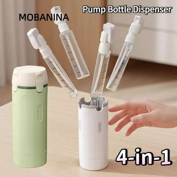 Chai đựng đồ du lịch 4 trong 1 MOBANINA, có nhãn dán quy mô & nhãn Chai đựng đồ vệ sinh du lịch có thể đổ lại, Chai bơm chống rò rỉ không chứa BPA di động Vòi hoa sen & Du lịch
