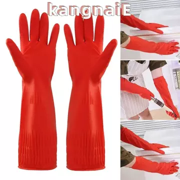KANGNAI 1 Đôi Găng Tay Cao Su Dài, Găng Tay Cao Su Rửa Xe Chống Hóa Chất, Hộ Gia Đình Tay Dày Hạng Nặng Vệ Sinh Cao Su Cực Dài Làm Việc Vòng bít An Toàn Nhà Bếp