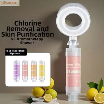 Bộ lọc nước đầu vòi hoa sen OUSXA, vòi hoa sen chống bỏng khử clo, thời trang hỗn hợp với bộ lọc Vitamin C Tạp chất Máy lọc vòi hoa sen hoa oải hương Phụ kiện phòng tắm