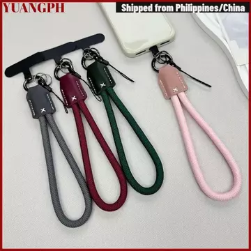 Dây buộc kẹp điện thoại YUANGPH, Dây đeo điện thoại dây bện sang trọng thời trang dành cho nữ, Dây đeo điện thoại cổ tay bằng da Pu Kawaii Nylon Pu Phụ kiện điện thoại
