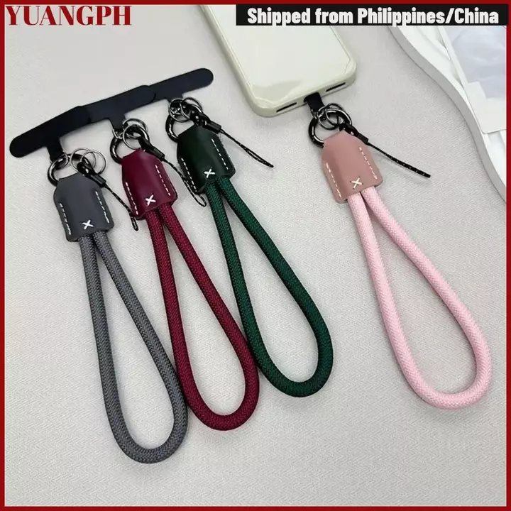 Dây buộc kẹp điện thoại YUANGPH, Dây đeo điện thoại dây bện sang trọng thời trang dành cho nữ, Dây đeo điện thoại cổ tay bằng da Pu Kawaii Nylon Pu Phụ kiện điện thoại