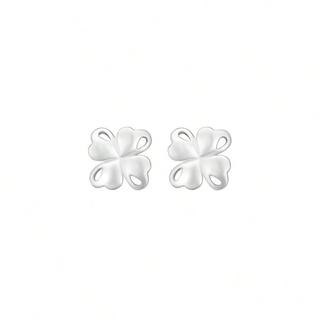 S925 Bạc Lá Bốn Lá Bông Tai Trái Tim Tình Yêu Nữ Bông Tai Nhỏ Đơn Giản Thiết Kế Niche Bông Tai Tinh Tế Hình Lá Hoa Ba Chiều Kết Cấu Tinh Tế Dây Đeo Hẹ