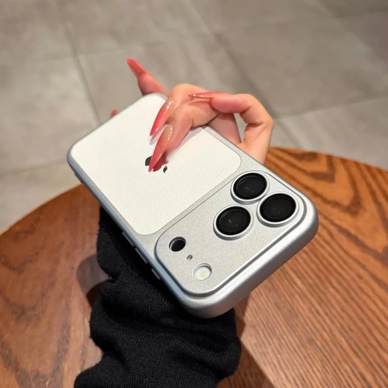 Thay đổi sang iPhone 18 Pro Max Vỏ cửa sổ lớn bằng da cho iPhone 12 13 14 15 16 17 Pro Max có bảo vệ ống kính máy ảnh Vỏ bọc toàn bộ Ốp điện thoại sang trọng chống sốc