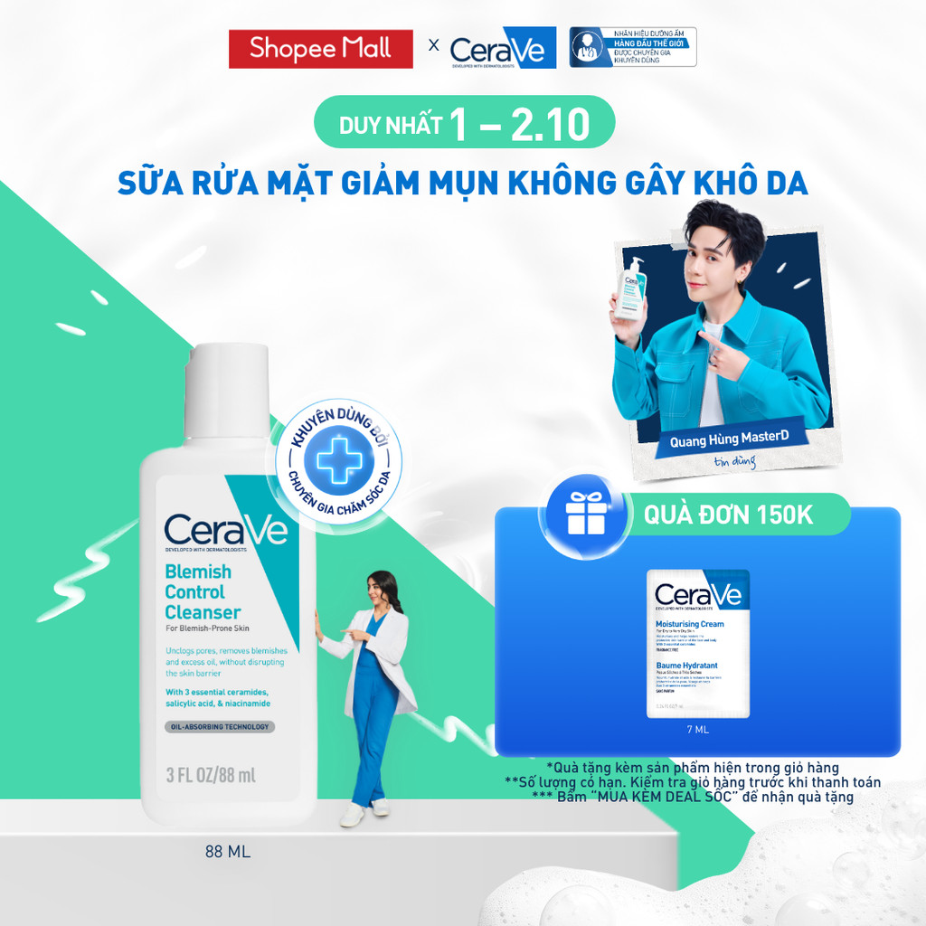 Sữa rửa mặt giảm mụn CeraVe Blemish Control Cleanser 88ml