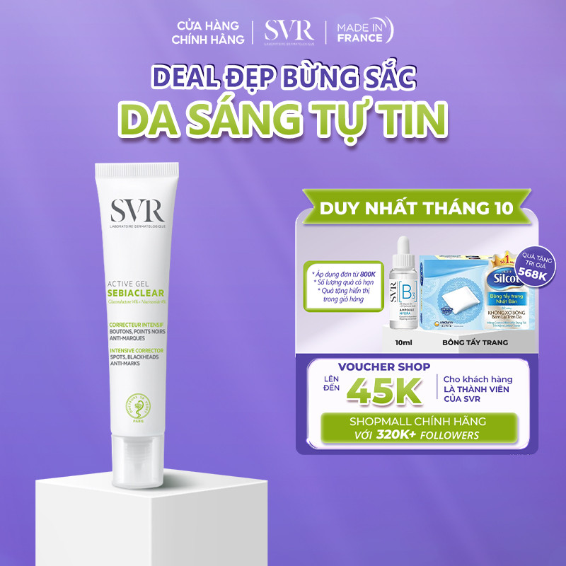 Kem dưỡng giảm mụn, ngừa thâm, kiểm soát dầu nhờn SVR Sebiaclear Active Gel 40ml