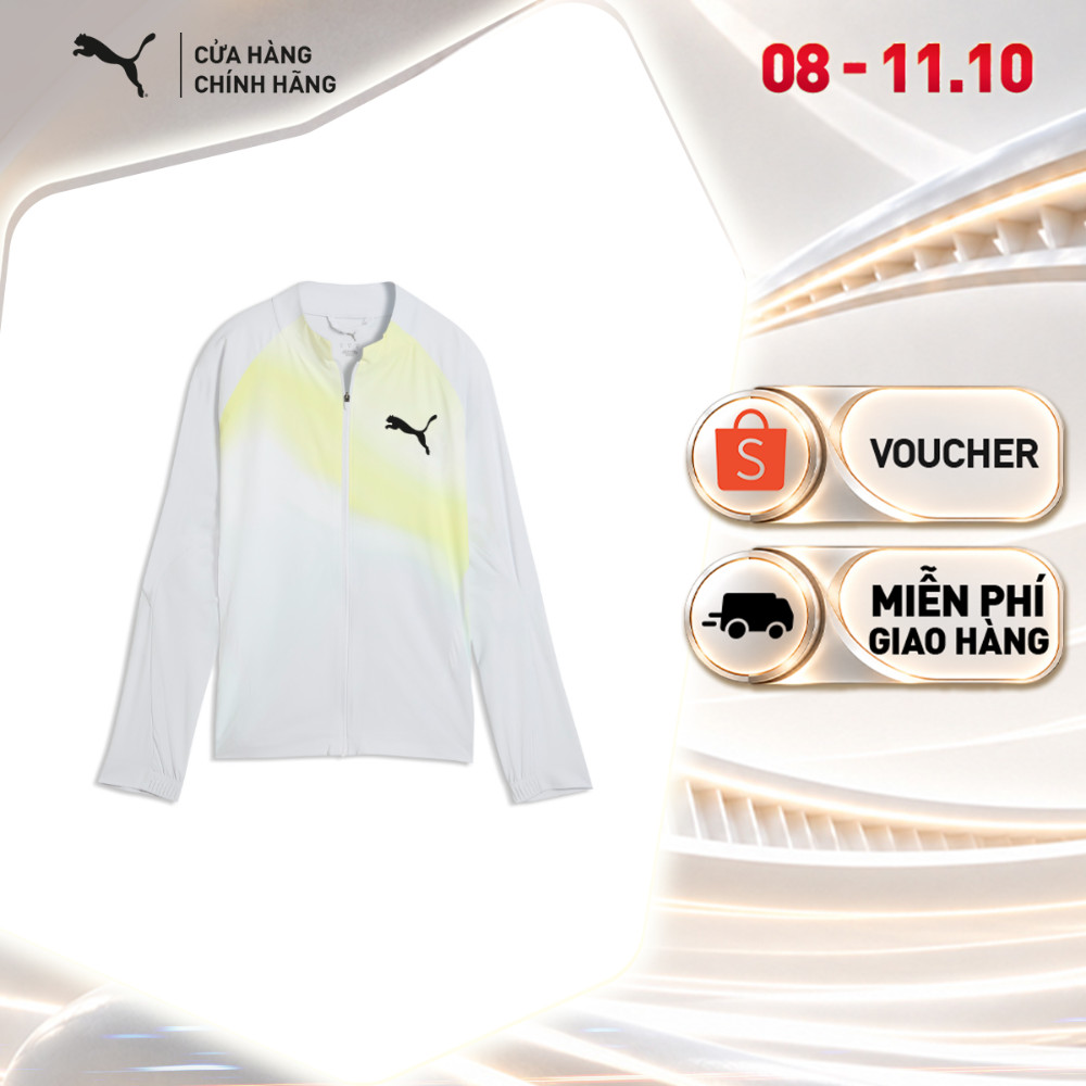 Áo Khoác Chạy Bộ PUMA Nữ W LIGHTSPEED UW GRPHC JACKET Silver Mist-AOP Màu Xám