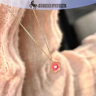 Onetimingfine Hoa Đào Vòng Cổ Mặt Dây Chuyền Hoa Hồng Ngọt Ngào Dễ Thương Cổ Dây Xích Sáng Bóng Zircon Xương Đòn Dây Xích Dành Cho Nữ Trang Sức Thời Trang Quà Tặng VN