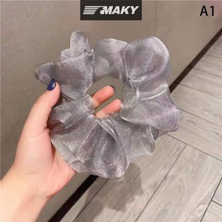 Newwellknownepic Lưới phản quang Quá khổ Scrunchies Dây buộc tóc cao su lớn Đàn hồi trơn VN