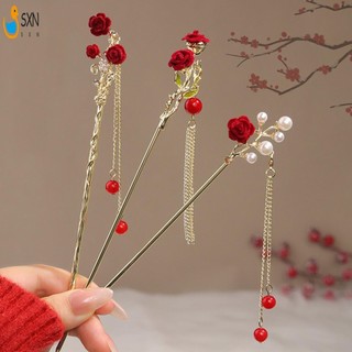 Kẹp tóc hợp kim nữ với tua rua, hoa văn tinh xảo, phù hợp đám cưới và áo dài truyền thống