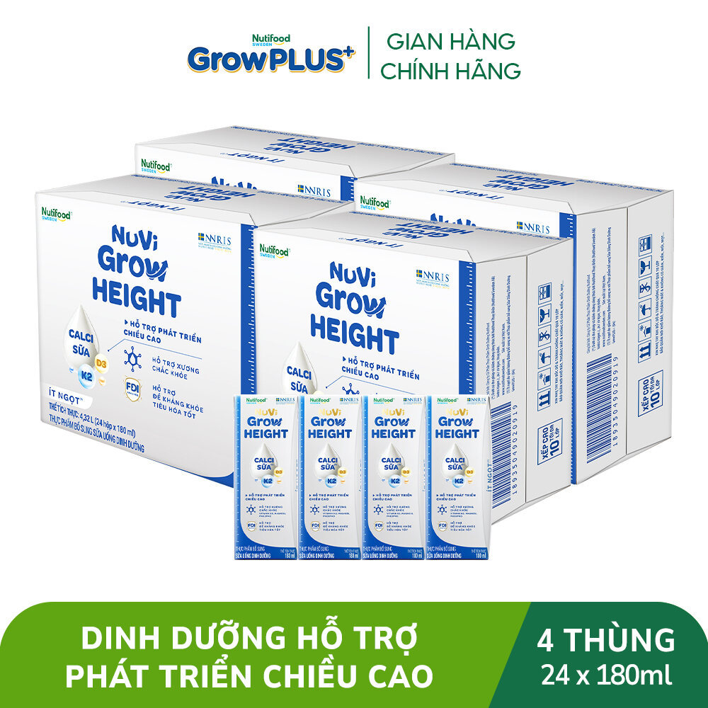Combo 4 Thùng 24 hộp SBPS Nuvi Grow Height 1+ hỗ trợ phát triển chiều cao hộp 180ml