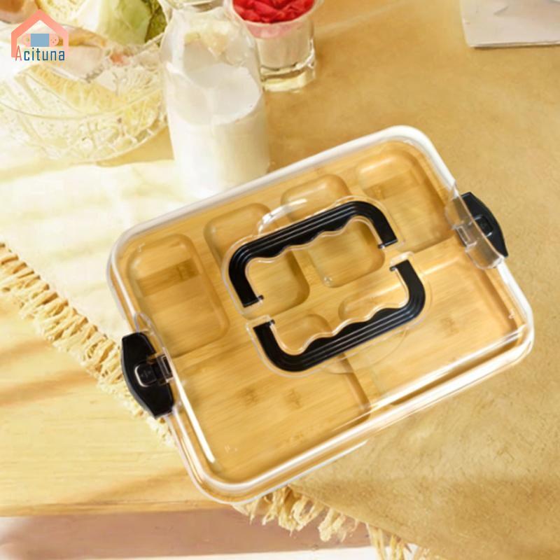 Tre Phô Mai Ban Ngăn Đựng Đồ Ăn Nhẹ Có Thể Tái Sử Dụng Nắp Tre Hộp Dã Ngoại Tre Khay Cho Tiệc Sinh Nhật
