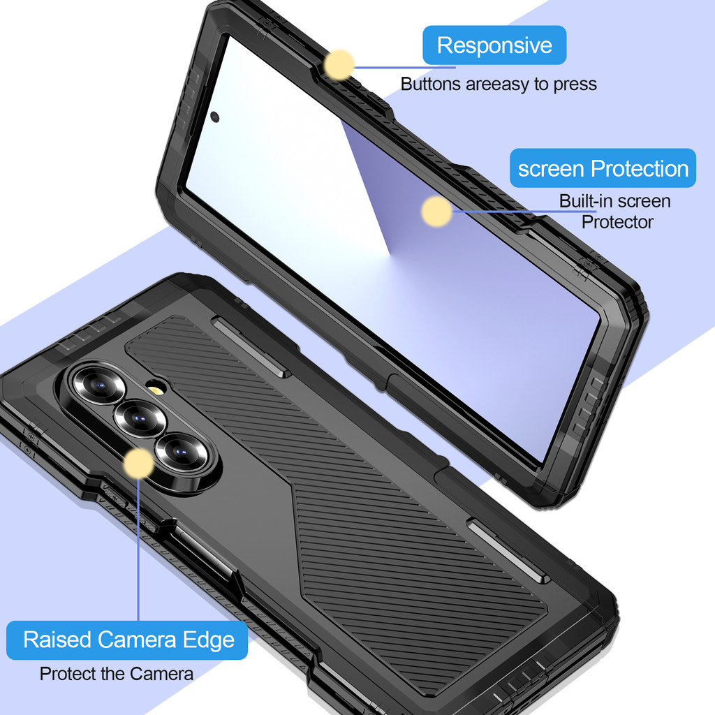 Bảo Vệ Hạng Nặng Quân Sự Cho Galaxy Z Fold 7 Fold 6 5 4 Ốp Lưng Chống Sốc Hợp Kim Kẽm Silicon Màn Hình Bảo Vệ