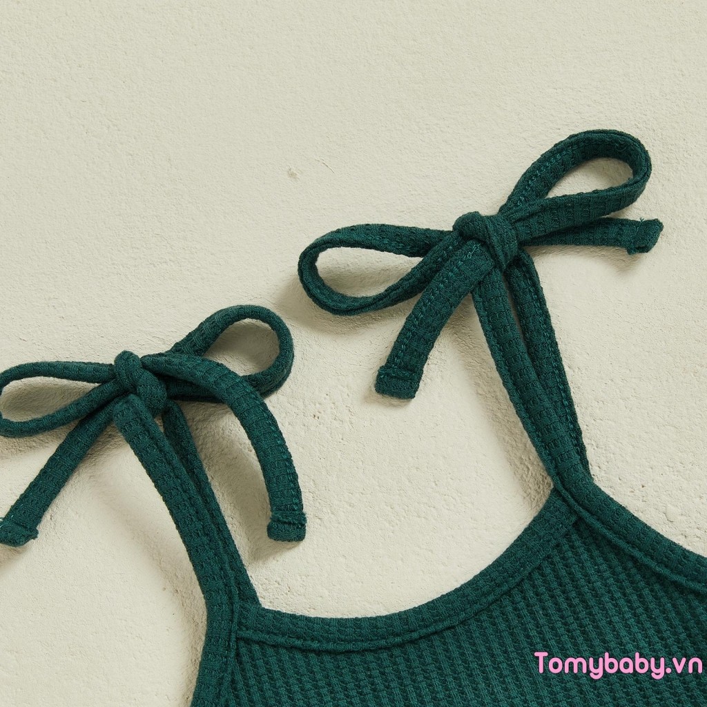 Bộ áo liền quần Giáng sinh cho bé gái Dây buộc không tay Dây đeo Candy Cane In áo liền quần