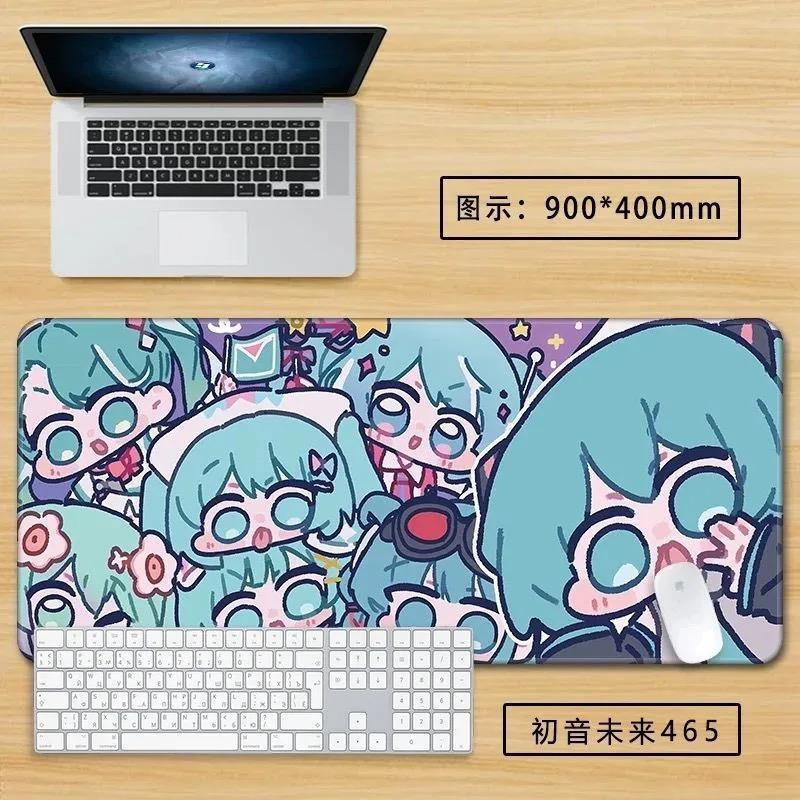Miếng Lót Chuột Hatsune Miku Chibi - Thảm Để Bàn Lớn Phiên Bản Q Dễ Thương, Đế Chống Trơn Trượt Dày 3 Mm