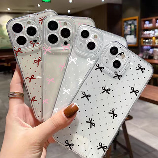 Vỏ Nơ Nhỏ Dễ Thương Cho IPhone 17 Pro Max 16 15 14 13 12 11 Pro Max 16E Plus 17 Vỏ Khí Hoạt Hình TPU Trong Suốt Chống Sốc Camera Bảo Vệ Silicon Mềm