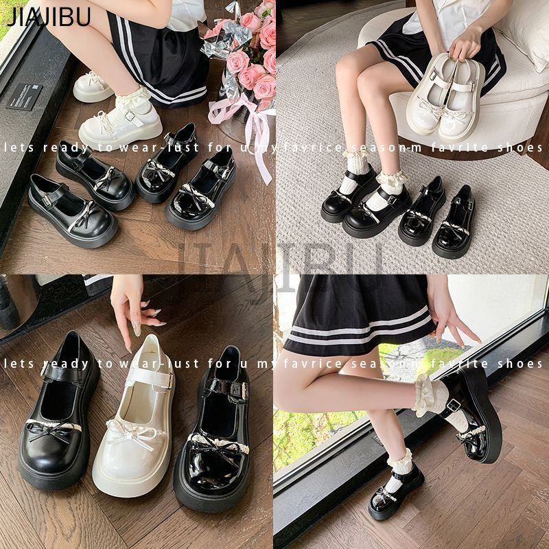 Giày Công Chúa Lolita Đế Mềm Kiểu Dáng Công Chúa JK Nhật Bản Cổ Điển Có Nơ Cho Bé Gái Korean Fashion Non-slip Round Toe Cosplay Platform Mary Jane Doll Shoes Giày Bệt Thường Ngày Chất Lượng Cao Màu Be/đen Phong Cách Đại Học Anh Dành Cho Nữ