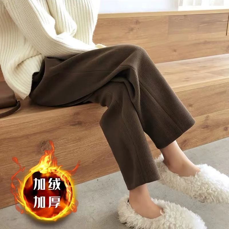 quần giữ nhiệt nữ Quần rời thu đông bằng lông cừu lót dày, ấm áp với thiết kế mắt cá chân
