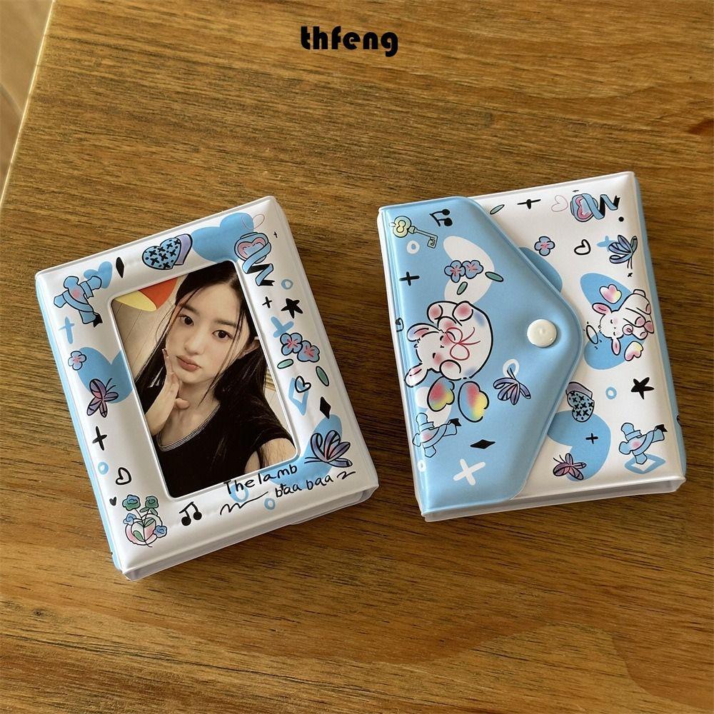 THFENG Album Ảnh Kpop, Y2K Sheep Photcard Holders, INS Card Display 3 in Blue White Idol Cards Collect Book Star Chaser