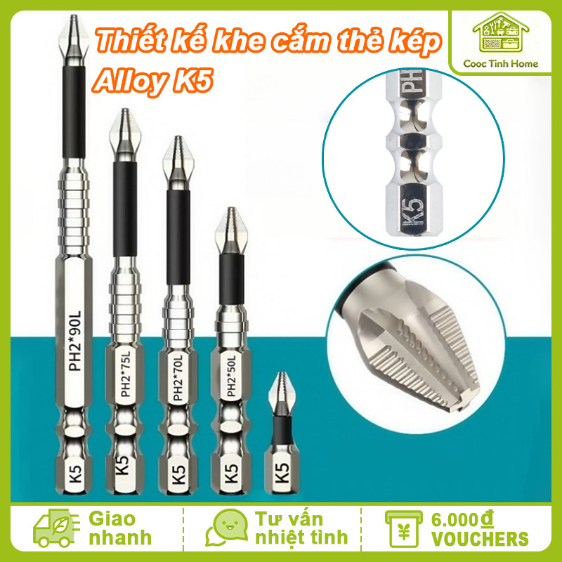 Bộ Mũi Vít Đa Năng Chống Trượt Từ Tính Mạnh, Chống Va Đập, Độ Cứng Cao, Dùng Cho Máy Khoan & Bắn Tôn