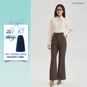 Quần tây nữ ống loe GUMAC bản lưng rời có túi xéo hai bên dài 98cm QG03010