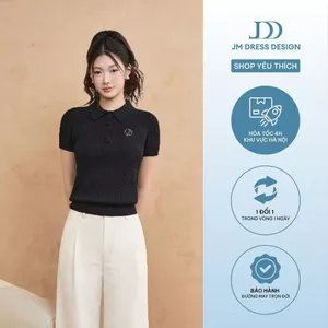 Áo Mongtoghi Cổ Bẻ Bổ Trụ 3 Khuy Dáng Ôm Thanh Lịch Công Sở Basic 2K02.2509. Áo Len Ngắn Tay Phối Đơn Giản Hàn Quốc