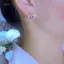 PNPIA- Bông tai hình tròn nhỏ tinh tế dành cho nữ Thời trang bé gái Tai Zircon sáng bóng Bule Phụ kiện trang sức đa năng đơn giản Quà tặng