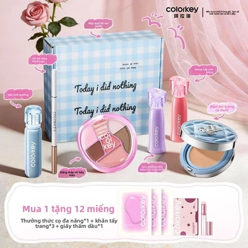 Set 12 món mỹ phẩm trang điểm đầy đủ Colorkey chính hãng gồm son kem bùn kem nền phấn phủ kèm hộp quà siêu sang