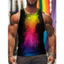Áo tăng nam Rainbow 3D, Áo Vest thường ngày đường phố mùa hè, không tay mềm thoáng khí cho thể thao