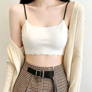 Đồ lót liền mạch bằng lụa băng cho bé gái Dây đeo vai mỏng có đệm ngực Áo yếm