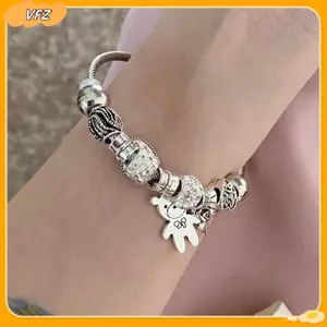 VFZ Cổ Đính Hạt Charm Vòng Tay Gấu Mặt Dây Chuyền Trái Tim Tình Yêu Có Thể Điều Chỉnh Vòng Tay Lắc Tay Nữ DIY Trang Sức Quà Tặng Louislifecool