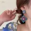 PNPIA- Vintage Bohemian Hoa Màu Kim Cương Giả Hạt Bông Tai Dành Cho Nữ Tính Khí Thời Trang Quà Tặng Trang Sức