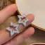 Bông tai Zircon Pentagram đơn giản và thời trang dành cho nữ, Bông tai không đều dễ thương, Bông tai đục lỗ, Quà tặng trang sức [Mina]