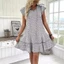 Đầm Mini BRAA Ruffle, S-3XL Size Range Loose Casual Dress, Đầm Cổ Chữ V in họa tiết bay nhỏ dành cho nữ