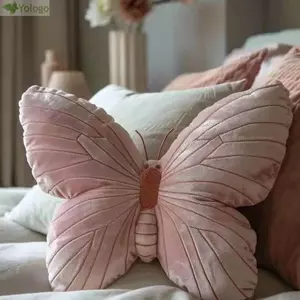 YOLOGO Ném Miếng Lót, Cô Gái Màu Hồng Đồ Chơi Nhồi Bông Mềm Gối Bướm, Trang Trí Sofa Thời Trang Nhà Dệt Đệm Đầu Giường Gối