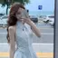 Áo sơ mi thiết kế kiểu Pháp không tay khâu ren nơ thắt nơ khí chất Dây ngắn cổ áo