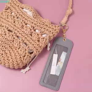 QEARY Móc Khóa Ảnh Thú Cưng, Móc Khóa Da PU Bốn Lưới Dài, Móc Khóa Phụ Kiện Phong Cách Hàn Quốc Kẹp Ảnh Thiết Kế Dễ Thương DIY Kẹp Ảnh Ảnh Thú Cưng