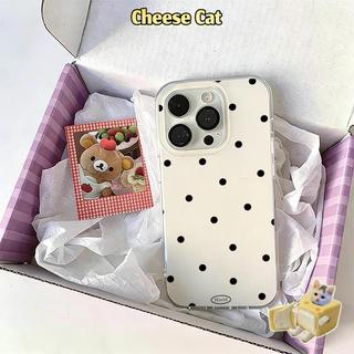 Ốp điện thoại màu đen chấm bi trắng đơn giản cho iPhone 13 14 11 12 15 16 17 Pro Max Xs Max XR 6 7 8 Plus