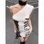 Mùa hè Mỹ Pure Desire In Hình Slanted Vai Sling Váy ngắn Eo hẹp Mông Ôm vừa vặn Ôm hơn Nhìn Gợi Cảm Niche