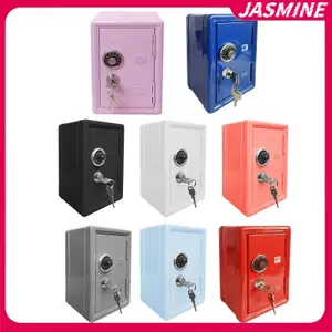 JASMINE Frcctre Ngân hàng an toàn cho trẻ em, Hộp đựng tiền có khay đựng tiền xu, Hộp lưu trữ an toàn nhỏ Piggy Bank Withbination Lo và Key JASMINE