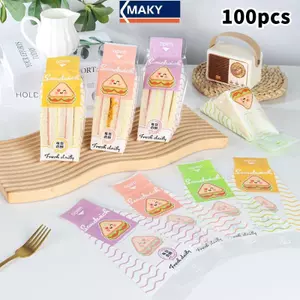 MAKY 100 Miếng Bánh Sandwich Bọc Bánh Đặc Biệt Dùng Một Lần Dễ Xé Trong Suốt Tam Giác Bánh Nướng Bánh Mì Paaging Bag VN