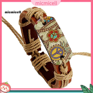 MIC _ Nữ Vintage Punk Phong Cách Pyrograph Hòa Bình Ký Charm Vòng Tay Vô Cực