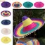 THEGIRL8B Mũ Rơm Mexico, Giai Đoạn Biến Dạng Mũ Rơm Tự Nhiên Mexico Đảng, Mùa Hè Vành Rộng Nhiều Màu Sắc Mũ Chống Nắng Carnival Sombrero Trang Trí Tiệc