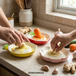 Tấm mài gốm DONOVANQQ, Máy mài tỏi gừng 2 trong 1 nhiều màu sắc, Răng mọc chống mài mòn đa năng Nhanh chóng nhả bùn Hướng dẫn sử dụng Máy nghiền tỏi Nhà hàng