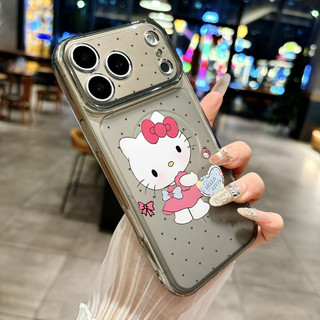 Ốp Lưng IPhone 13 15 11 17 16 12 14 ProMax  Mèo váy hồng chấm trái tim đen 7 8Plus XR X XS Max