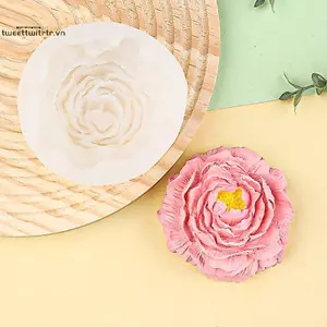 TRTR 3D Hoa Mẫu Đơn Nến Khuôn Silicon DIY Giảm Hoa Xà Phòng Nhựa Thạch Cao Khuôn Trang Trí Nhà Bánh Sô Cô La Làm Bánh Đá Dụng Cụ Quà Tặng VN