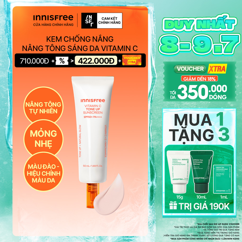 Kem chống nắng Vitamin C nâng tông sáng da SPF 50+ PA++++ 50mL