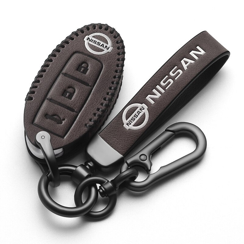Da Thông Minh Chìa Khóa Ô Tô Bao Móc Khóa Túi FOB Bảo Vệ Cho Xe Nissan Almera Lá March Juke X-Trail Kicks Tiida Pathfinder Terra Patrol Note Livina GTR Vỏ Giá Đỡ Từ Xa