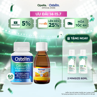 Ostelin Viên Uống Hỗ Trợ Bổ Sung Calcium & Vitamin D3 60 viên + Siro Pharmaton Kiddi - chai 100ml