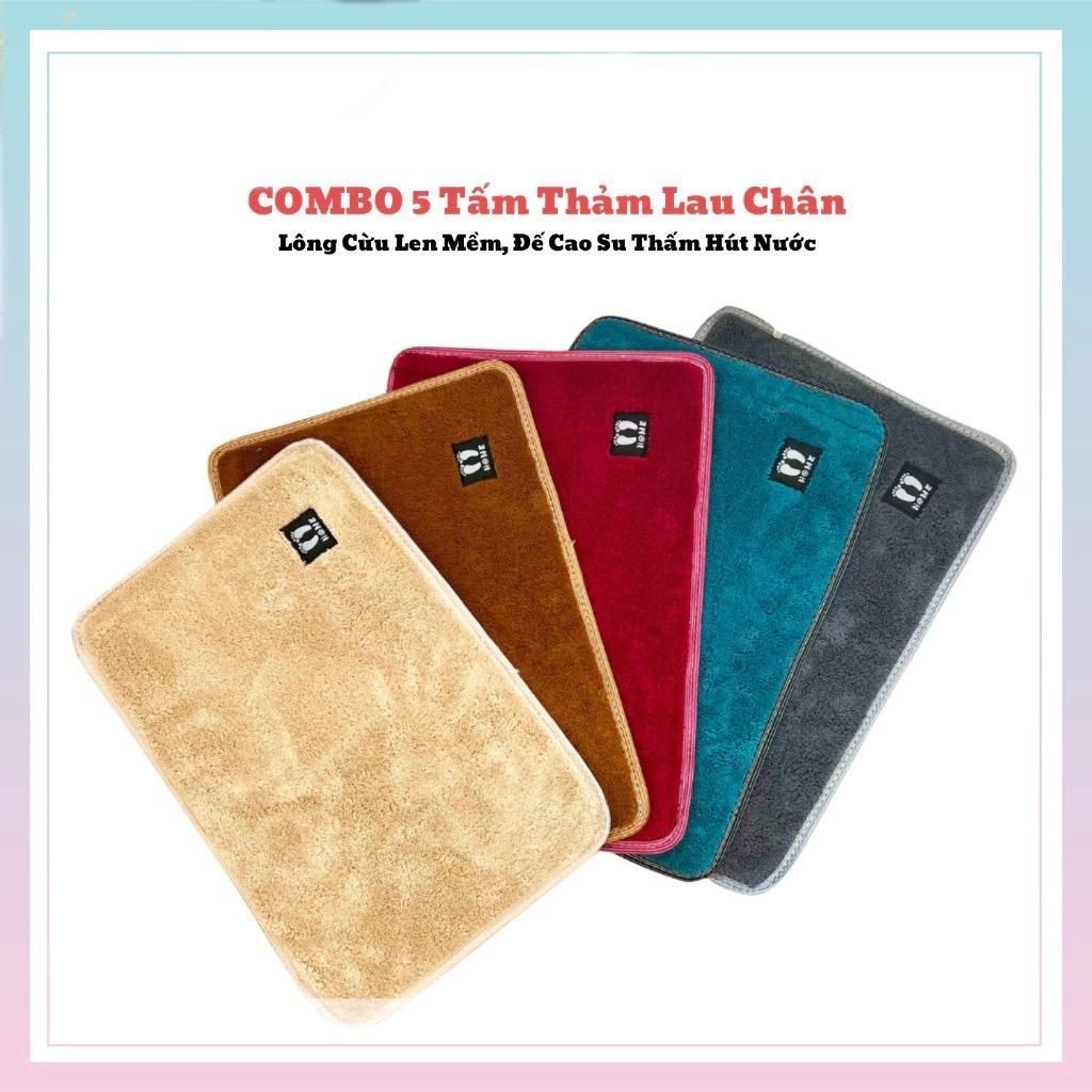 [Combo] 5 Thảm Lau Chân Nhà Tắm, Thảm Chùi Chân Nhà Bếp Lông Cừu Len Mềm Đế Cao Su Thấm Hút Nước Chống Trượt